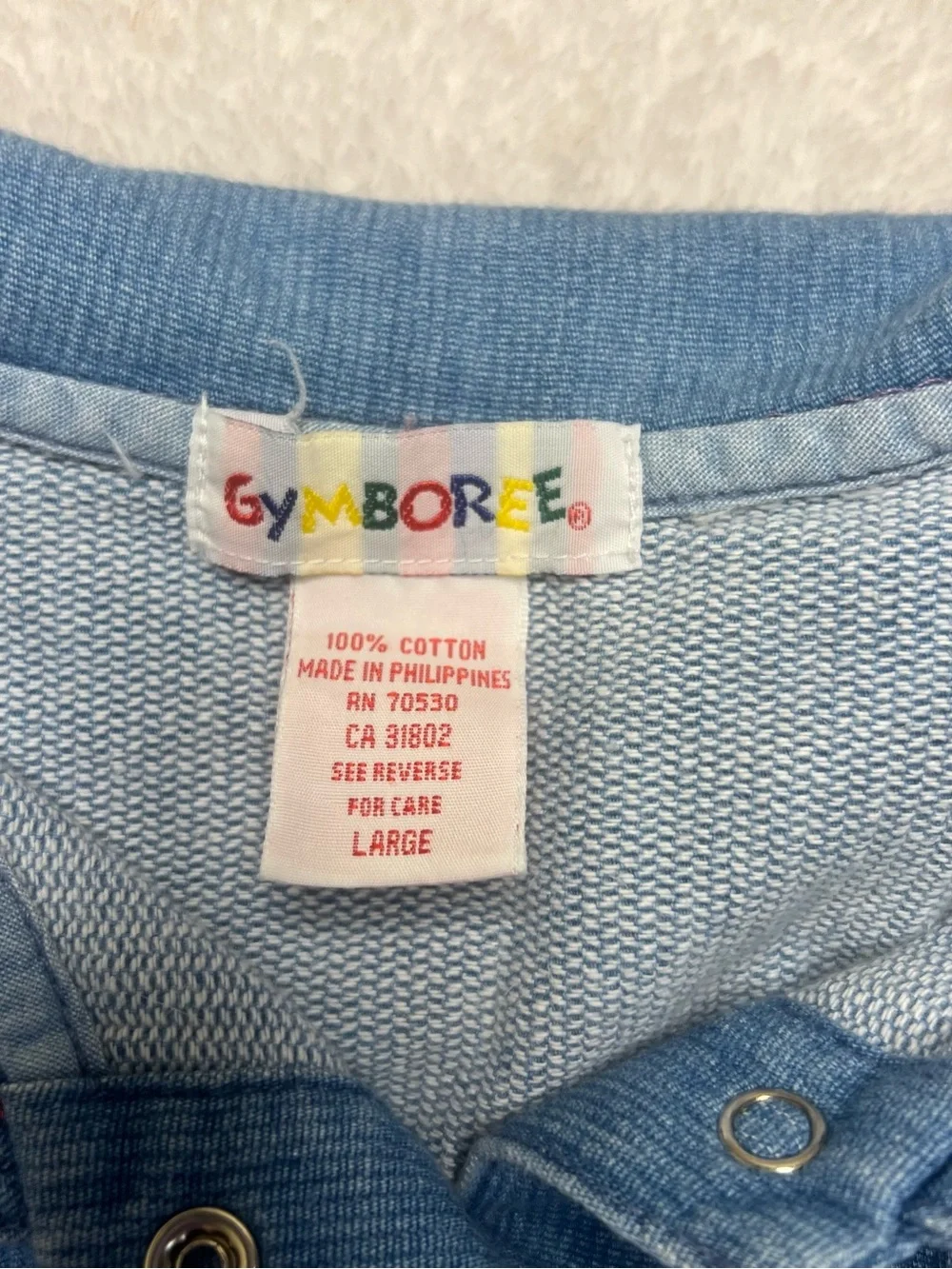 Vintage Gymboree Light Blue Denim Jacket Dress with Colorful Snap Buttons